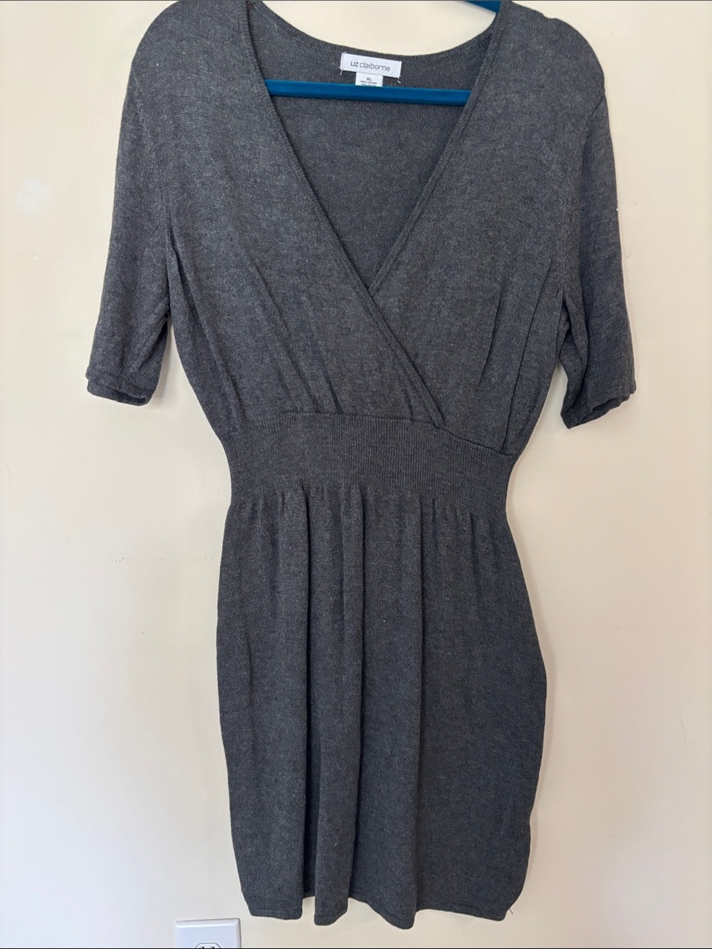 Liz Claiborne Charcoal Wrap-Style Knit Dress